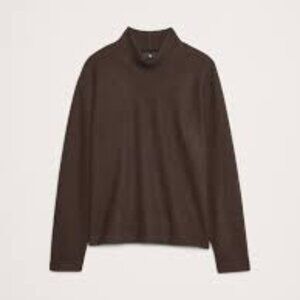 Banana Republic Brushed Cashmere Mock-Neck Sweater in Chocolate Brown